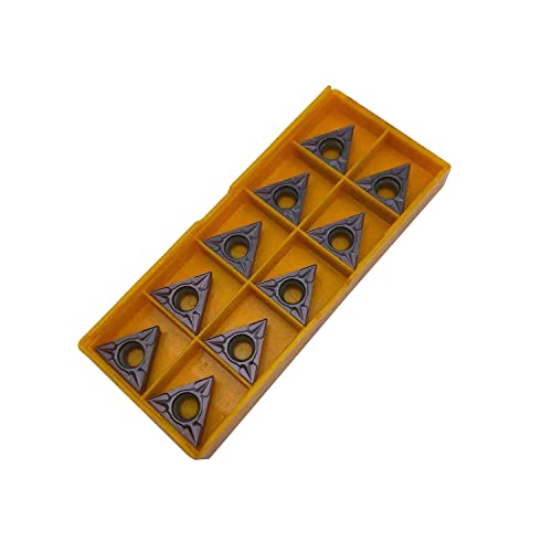 GBJ 3pcs 1/2inch Indexable Carbide Lathe Turning Tool Holder Mrtal Lathe Cutting Tools with TCMT16T304/32.51 Carbide Inserts（3pcs Yellow+10pcs Bronze） and 5pcs Screws
