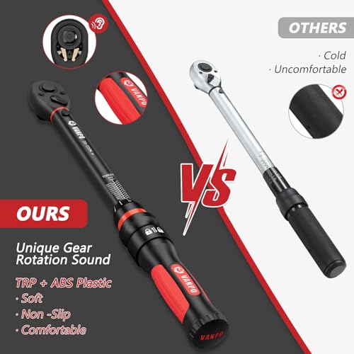 VANPO Torque Wrench 3/8-Inch Drive, 10-100 ft-lb, for Motorcycle