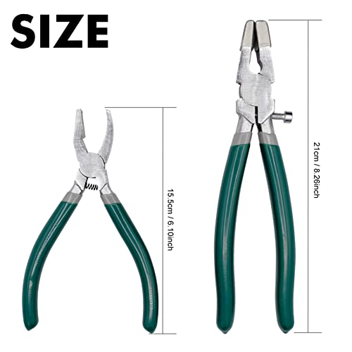 9Pcs Heavy Duty Glass Cutter Tool, Glass Cutting Kit, Glass Running Breaking Pliers, Breaker Grozer Pliers with Curved Jaws,Glass Cutters for Stained Glass, Mosaics, Fusing, Breaking Style 1
