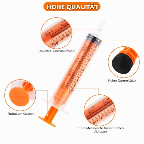Plastic Syringes, Pack of 12 Disposable Syringes, 10 ml Syringes with Cap, for Feeding Small Animals and Dispensing Liquids