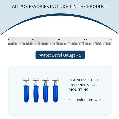 Depth Gauge, Water Level Gauge (Hundredths, Tenths, Teet), Heavy-Duty Ruler-Style Water Level Indicator, All-Weather Water Level Tool, Rust-Resistant, with Pre-Drilled Holes (4-8 Feet) 4-8 Feet