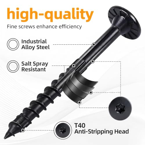 Outdoor Accents Structural Wood Screw Black,Heavy-Duty Outdoor Timber Screw
