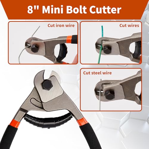 3-Piece Bolt Cutter Set, 14" Wire Cutters Heavy Duty 8" Mini Bolt Cutters