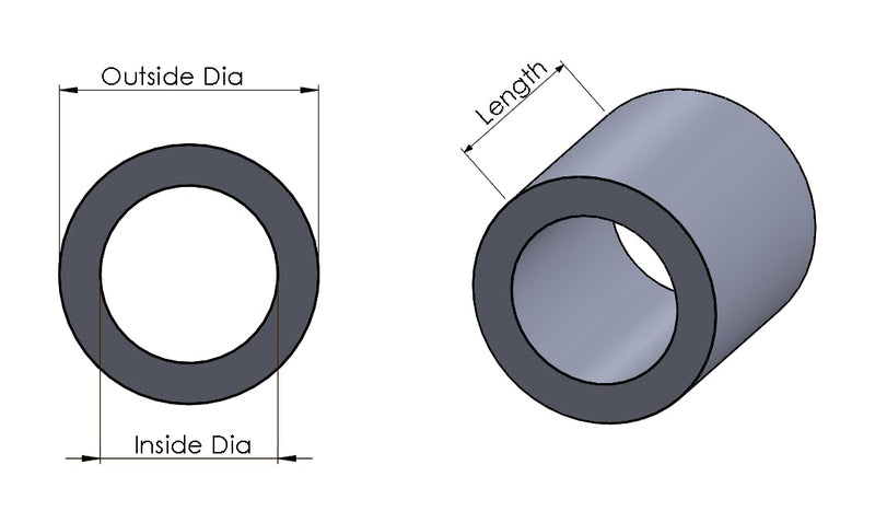 Aluminum Spacer Black 3/4" OD x 3/8" ID x Choose Your Length, Round Spacer Unthreaded Standoff Bushing Plain Finish, Fits Screws Bolts 3/8" or M10 by Metal Spacers Online (2" Length, 10 Pack) 2" Length
