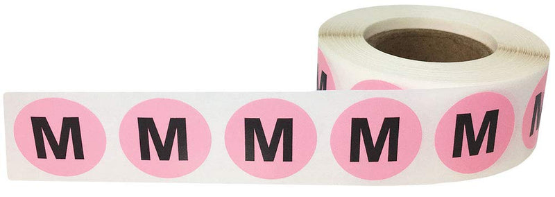 Pink Circle Medium M Clothing Size Stickers for Retail Apparel 0.75 Inch 500 Total Adhesive Labels