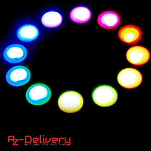 AZDelivery 5V RGB LED Ring Compatible with WS2812B 12-Bit 50 mm Compatible with Arduino Includes E-Book 1