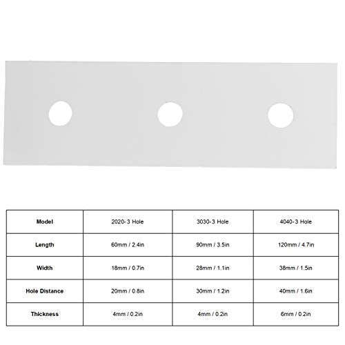 10pcs Flat Mending Plates, Straight Braces Aluminum Heavy Duty Mending Joining Plates Repair Fixing Bracket Connector(4040‑3 Hole)