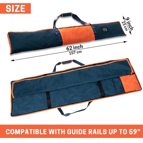 Premium Guide Rail Bag, Double Side Track Saw Bag, Protective Carrying Case for 55-60 Inch Guide Rail Tracks Blue
