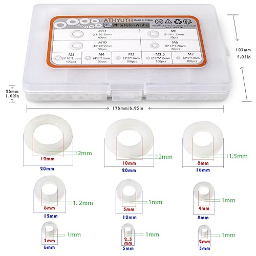 720PCS Nylon Flat Washers Assortment Kit &200PCS M6 White Nylon Washer kit & 150PCS M8 White Nylon Washer kit