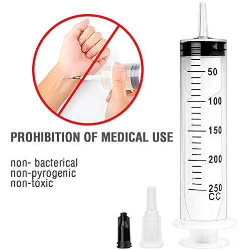 3 Packs Plastic Syringes with 3 Plastic Tubes for Oil or Glue Applicators, Experiments, Pet Feeding, Industrial Applications (100 ml + 150 ml + 250 ml)