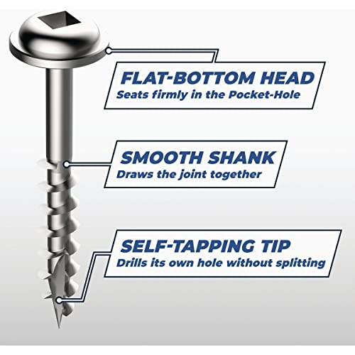 Kreg Zinc Pocket-Hole Screws - SML-C150-500 - 1-1/2 Inch - Coarse Thread - Maxi-Loc Head - Indoor - 500 Count 500 pack