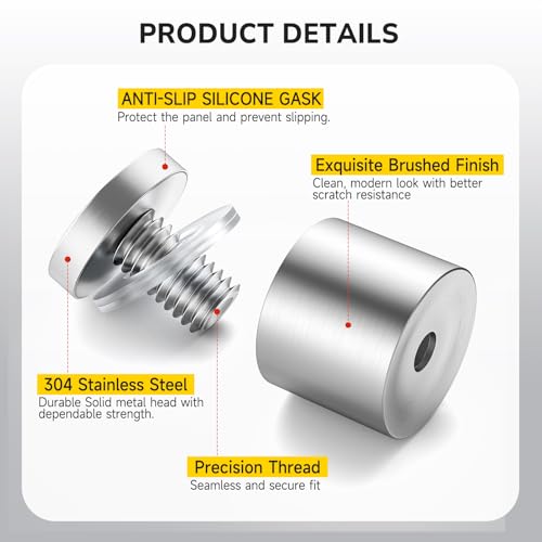 50 Pcs Stainless Steel Standoff Screws, 1“ x 1” Stand Off, Silver