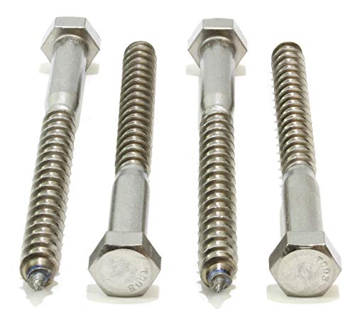 Bolt Dropper 3/8" Lag & Washer Bundle - 3/8" x 4" Hex Lag Screws, (25 Pack) 304 (18-8) Stainless Steel Bundled with 3/8" Flat Finish Washer 7/8" OD (100pc)