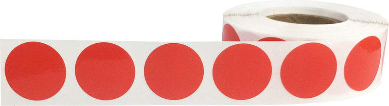 Laminated Red Color Coding Labels for Organizing Inventory 1 Inch Round Circle Dots 500 Total Adhesive Stickers On A Roll