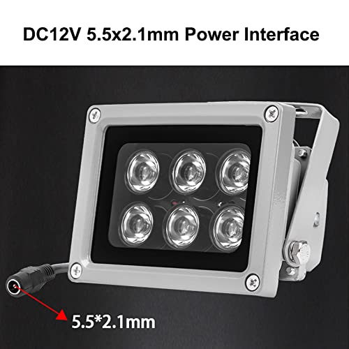 Infrared Illuminator, 940nm 6 LEDs 60 Degree Wide Angle IR Illuminator for Night Vision,Waterproof LED Infrared Light for CCTV Camera, Security Camera, No Power Adapter 940nm IR 60 degree