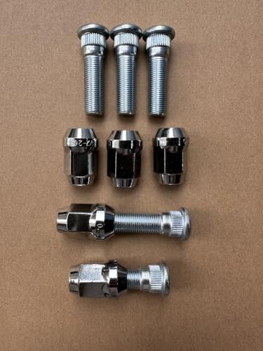 5pcs Front Wheel Studs 610-449 1/2-20 0.625 in. Knurl 1.93 in. Length with Lug Nuts Replacement for Jeep Wrangler 1999-2006, TJ 1997-2006