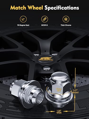 MIKKUPPA M12x1.5 Lug Nuts Chrome - M12x1.5 Wheel Lock Replacement for Toyota Lexus