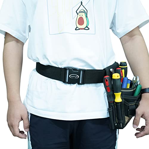 MELOTOUGH Padded Tool Belt with D ring, adjustable waist 44'-53'thick confortable foam padding (XXL) + Tool Web Work Belt 2" inch Wide belt Black Simple Style for Woodworkers and Contractors