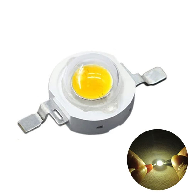Vrabocry 50-pcs high power LED chip 3W warm white (3000K-3500K with input 560mA-700mA connection DC 3V-3.4V with 3 watts) super bright intensity SMD COB light emitter components diode 3W bulb lamp warm white 3000k