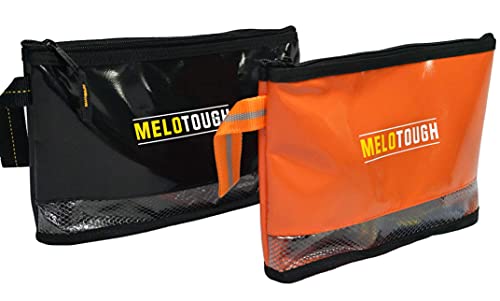 MELOTOUGH Waterproof Material 12 inch Zipper Tool Pouch 2 Pack + Tool Holster Cordless Drill Holster/Hook Single 2 Pack