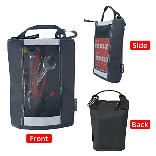 MELOTOUGH Utility Tool Tote Bag Combo Kit + Small Tool Pouch Zipper Bag with Mesh Window and Carabiner Clip