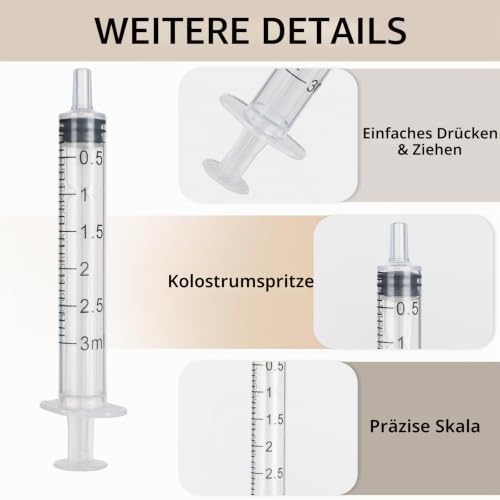 Pack of 10 Syringes 3 ml Plastic Syringe with Blunt Needle | Individually packed, versatile dosing syringes, scientific syringes with caps for laboratories, garden, pet care