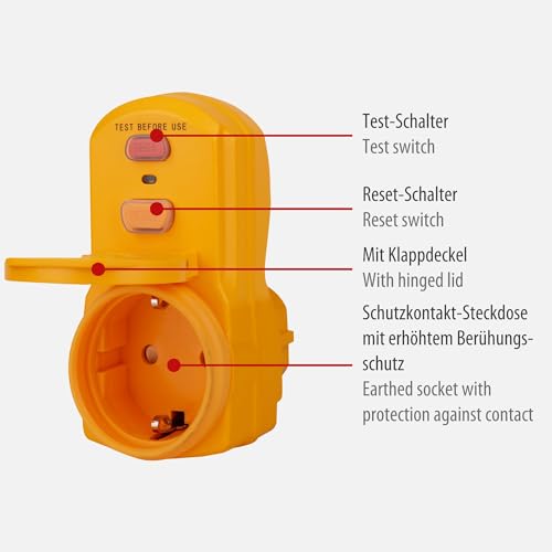 Brennenstuhl personal protection adapter BDI-A 2 30 IP54 / personal protection plug for outside (two-pole disconnection, 30mA) | Personal protection plug for outdoor use, two-pole switch-off, 30 mA 1 Stück