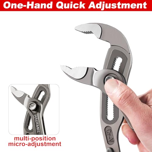 HAUTMEC 16-Inch Water Pump Pliers, Fast Adjustable Tongue and Groove Joint Pliers, V-Jaw with Comfort Grips, Rust-Proof CRV Steel Construction for Plumbing, Home Repair, and Pipe Fittings HT0369-PL 16 Inch