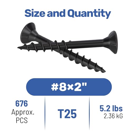 WELLOCKS #8 x 2 in Black Deck Screws, 5.2 lbs with T25 Bit #8×2" 5.2LBS Black