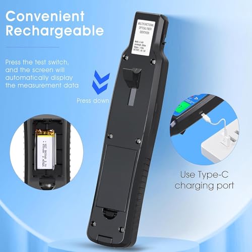 Rechargeable Live Fiber Optic identifier A-40A 800~1700nm wavelength Response Range,for 0.25 0.9 2.0 3.0mm, Single/Multi-Mode Universal, with LED Function and 1 FC-LC Adapter