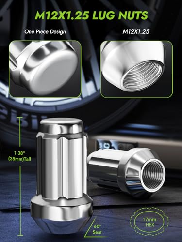 AUTOPTIM 24pcs M12x1.25 Spline Lug Nuts & 6 Spline Lug Nuts Socket Key