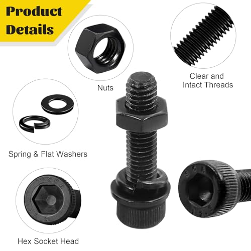 1760PCS Metric M2 M3 M4 M5 Hex Socket Head Cap Bolts Assortment Kit & 288PCS M6 M8 M10 Flange Head Bolts Assortment Kit with Nuts, Washers