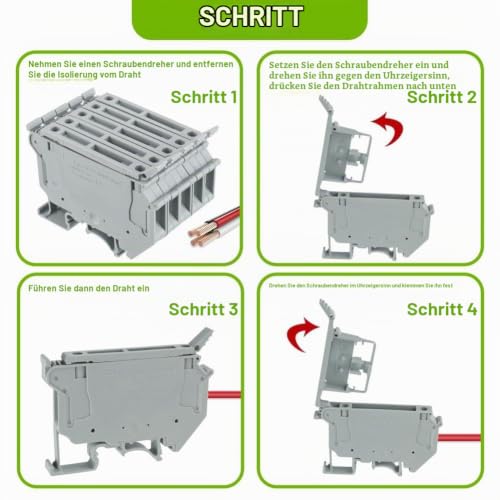 UK5- UK5RD Without LED, DIN Rail Fuse Terminal Base, Disconnect Block Screw Terminal (Pack of 10), Easy to Use