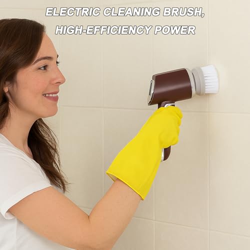 Handheld Electric Cleaning Scrubber, 5-in-1 Electric Spin Type-C Rechargeable Rotating Cleaning Brush Power Scrubber for Kitchen, Bathroom, Bathtub, Sink, Car, Wall, Floor