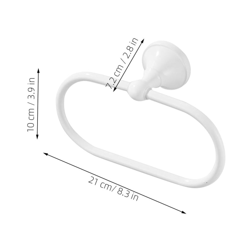 VOSAREA Hand Towel Ring Oval White - Hand Towel Holder for Bathroom Wall - Heavy Duty Rustproof Metal Hanger - Modern Matte Bathroom Hardware for Kitchen Sink (White)