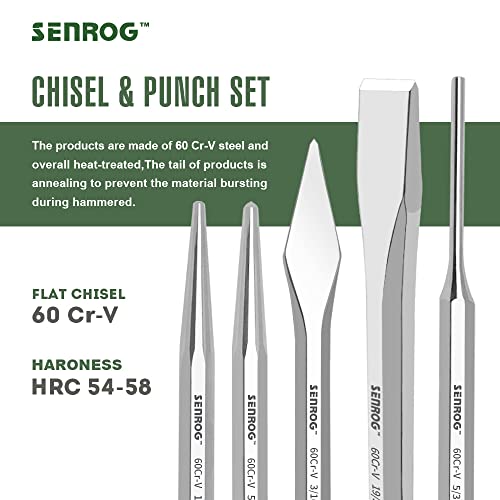 12-Piece Punch and Chisel Set, 60Cr-v Steel Made and Heat-treated.