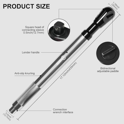 1/2" Offset Extension Wrench, 120Nm Impact Ready Socket Extender Sliver-1-piece