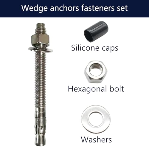 Wedge Anchors for Concrete, Stainless Steel 304 Heavy Duty Fasteners 8pcs 1/2 x 5-1/2 inch