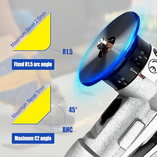Mini Pneumatic Chamfering Machine, Handheld Beveling Machine Tool Pneumatic Chamfer Tool 45 Degree for Metal Wood Trimming Chamfer Deburring, Aluminum Alloy Shell (6*R+ 6*C Blade+6*Bearing) 6*R+ 6*C Blade+6*Bearing