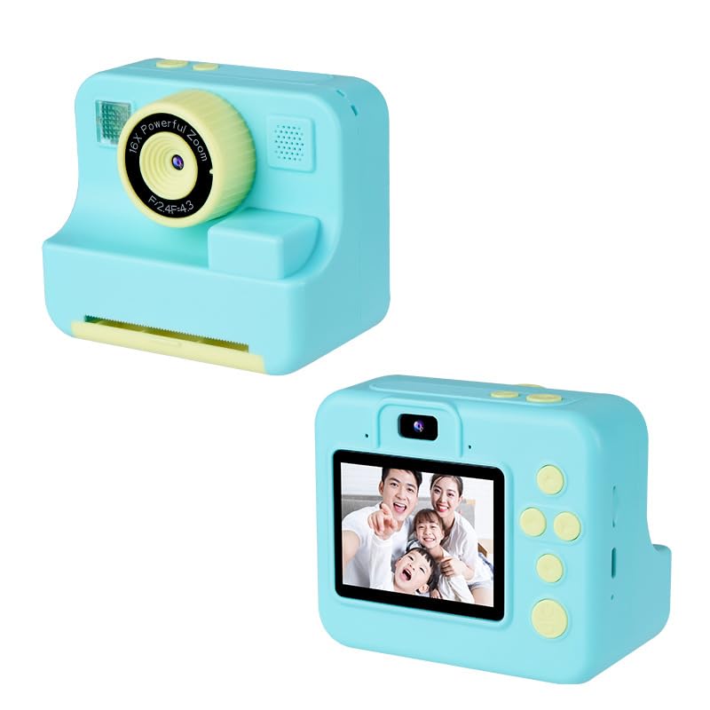 Instant Print Camera for Kids with 1080P HD & Photo Printing | Portable Digital Camera Toy for Ages 3-12 Years Children days's Gift,Birthday Includes 32GB SD Card (Green) Green