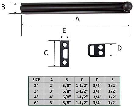 QCAA Solid Brass Surface Bolt 6", Matte Black, 2 Pack, Made in Taiwan 6" 2 Pack