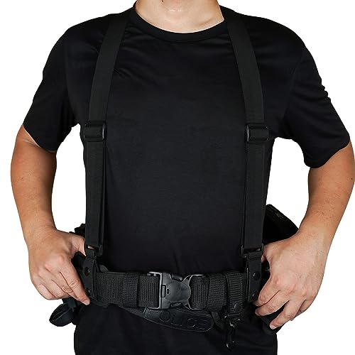 KUNN Tactical Suspenders Police Duty Belt Harness for Men,1.5 Inch Adjustable Tool Belt Suspender + Tool Pouch with Belt Clip, Utility Small Tool Organizer with Tape Measure Holder