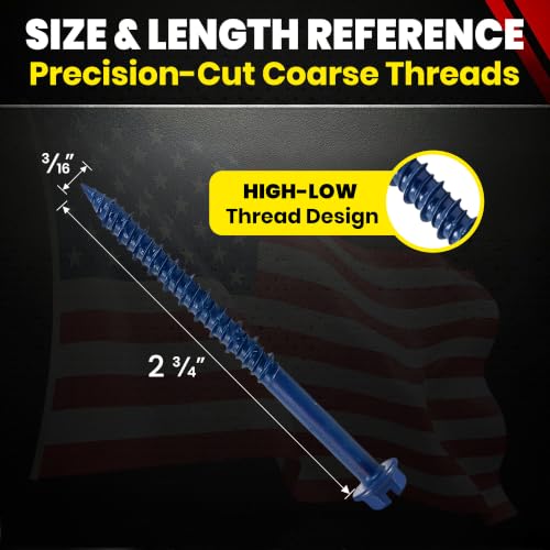 Chenango Supply 3/16 x 2-3/4" Hex Head Concrete Screw Anchors