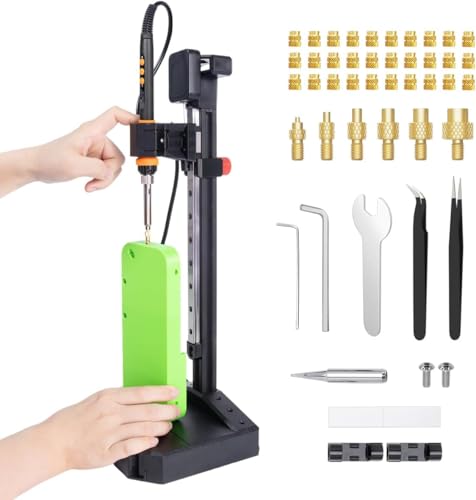 Vertical Heat Set Insert Tool Pressing Machine with 90W Soldering Iron, Heat Set Tips M2-M8, 30PCS Brass Nuts Threaded Inserts for 3D Printed Part (Nutopress Pro)