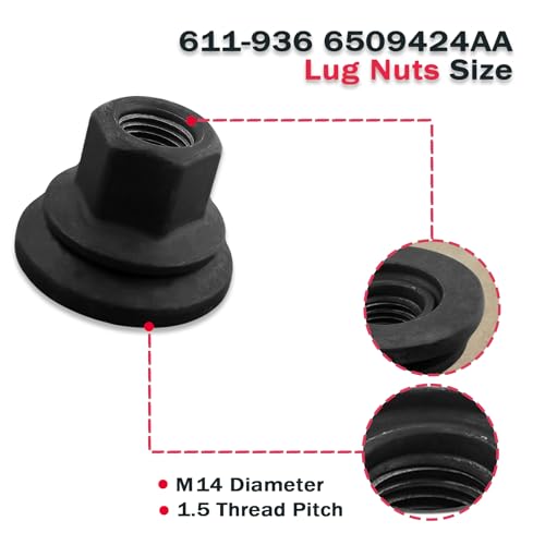 6509424AA Wheel Lug Nuts M14x1.5 Lug Nuts Compatible for Dodge Ram 3500 4000 4500 5500 2012-2022, 22mm Hex, 28.5mm Length Replace with 611-936 - 10 Pack