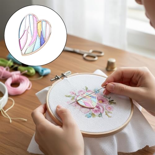 Ticha Magnetic Needle Holder, Heart-Shaped Magnetic Needle Holder, Magnetic Cross Stitch Accessory for Cross Stitch Embroidery, Embroidery and Sewing Enthusiasts – Gift Idea (Heart)