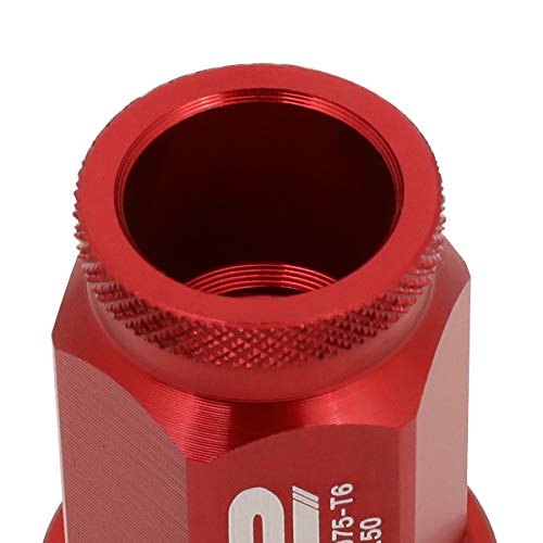 J2 Engineering LN-T7-023-15-RD Red 7075 Aluminum M12X1.5 20Pcs L: 40mm Open End Lug Nut w/Socket Adapter 1.5-Inch