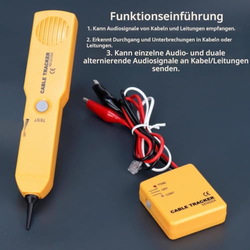 QWORK® High Precision Cable Tester and Finder, RJ11 Cable Tester, Cable Detector and Tone Generator, to Find and Test Circuit Continuity, Batteries Not Included