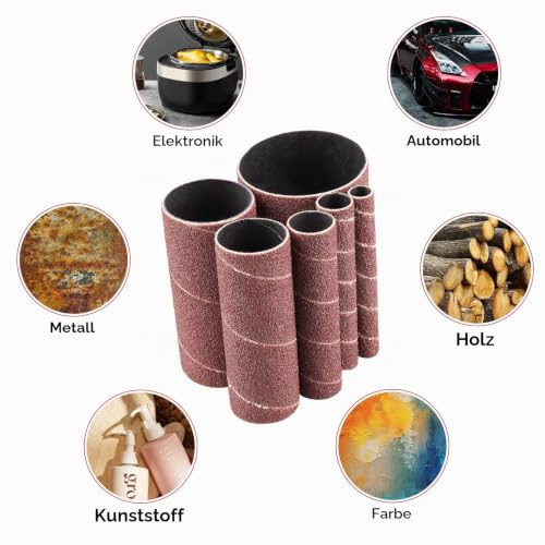 Sanding Sleeves for Random Orbital Sanding, Grit 60, 2 x Diameter 13-19-25-38-51-76 mm Pack of 12 Grit 60