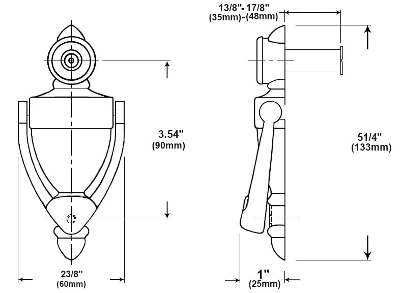 QCAA Door Knocker with 180 Degree Viewer, Zinc Die-Cast Construction 5-1/2'' Height, Oil-Rubbed Bronze, 2 Pack Oil Rubbed Bronze